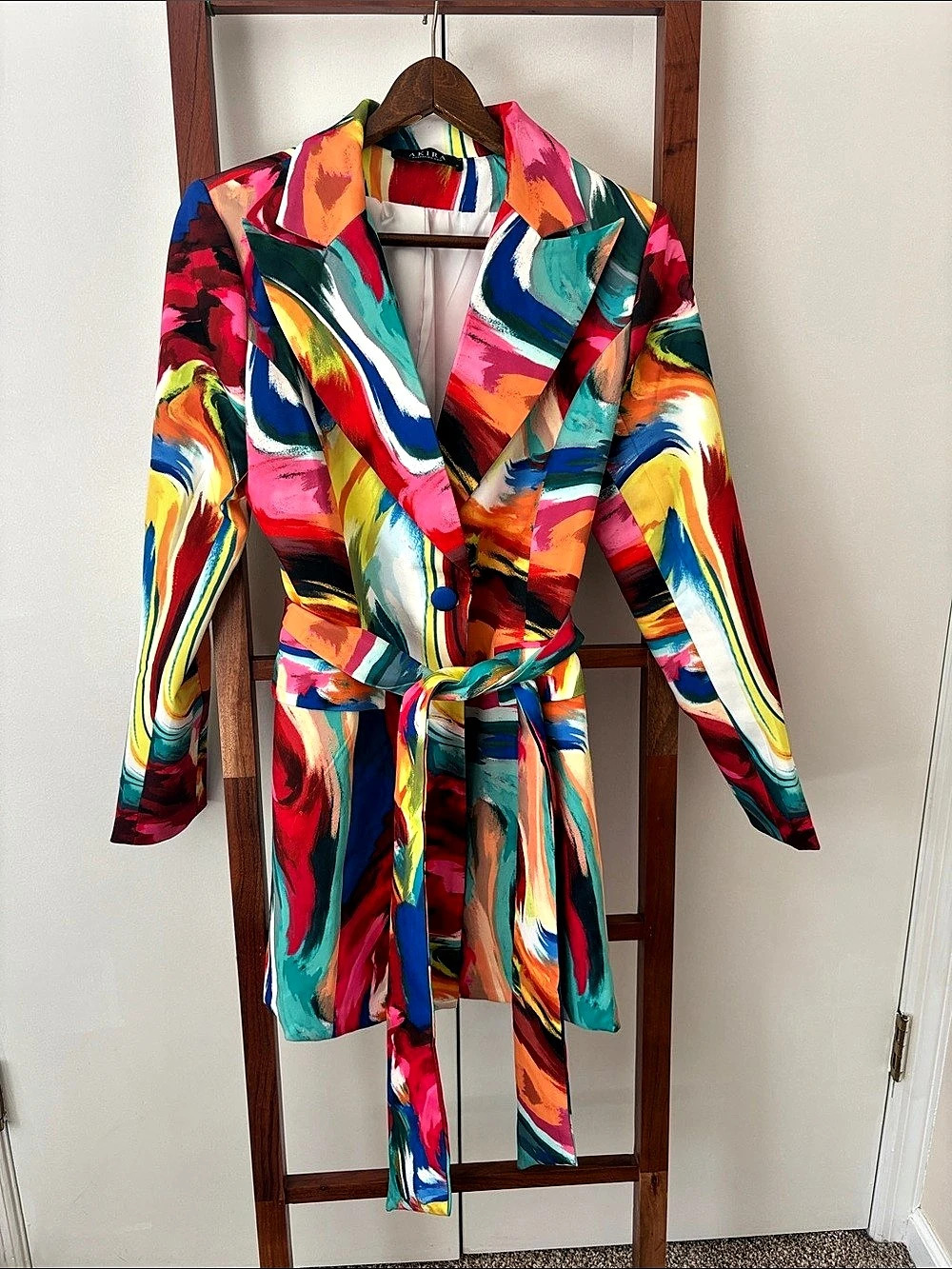 Akira printed belted blazer dress in size M